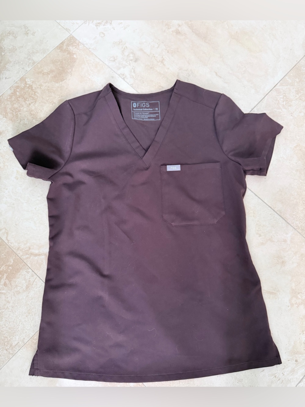 Figs Women's  top and bottom pant - Dark Brown size XS set